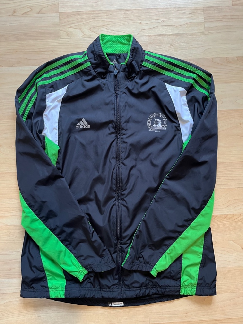 adidas Boston Marathon Running Jacket 3 Stripes Supernova Men's L - Picture 2 of 12